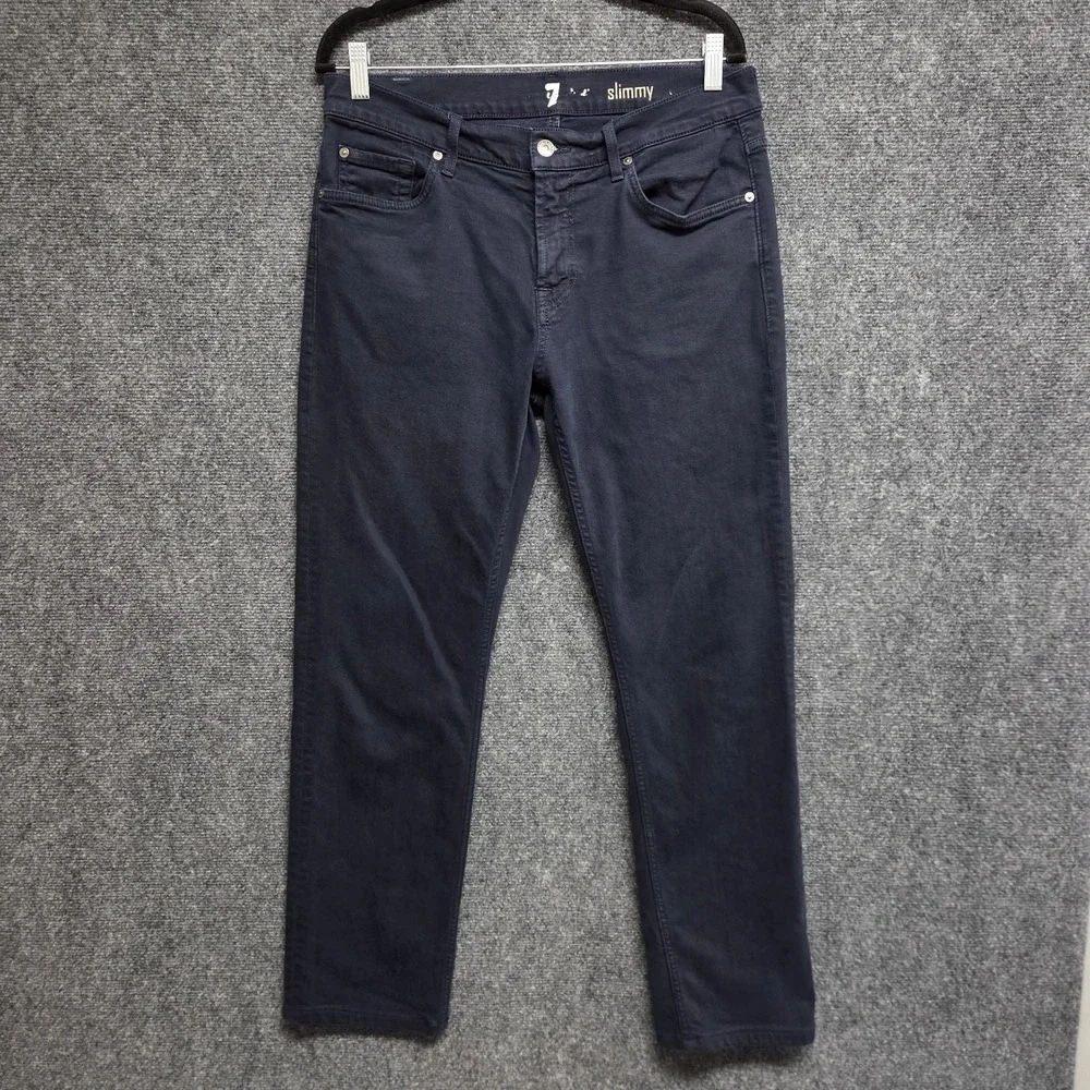 7 For All Mankind Slimmy Jeans Men 32x29 Navy Blue Luxe Performance Denim Casual